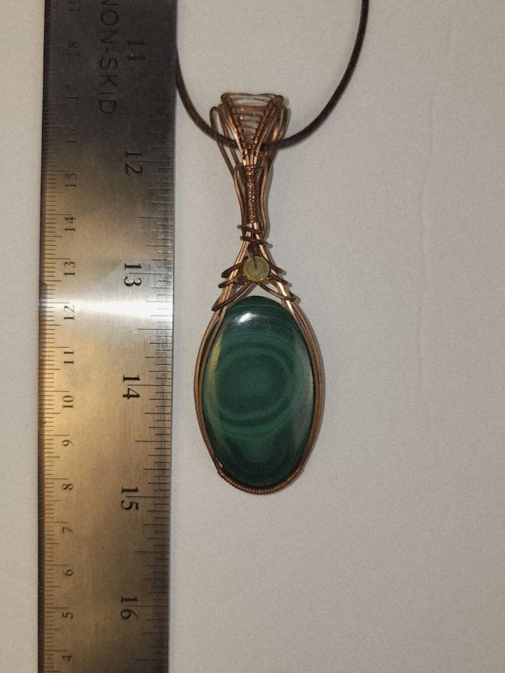 Handmade Wire Wrap Necklace Green Malachite Gemstone